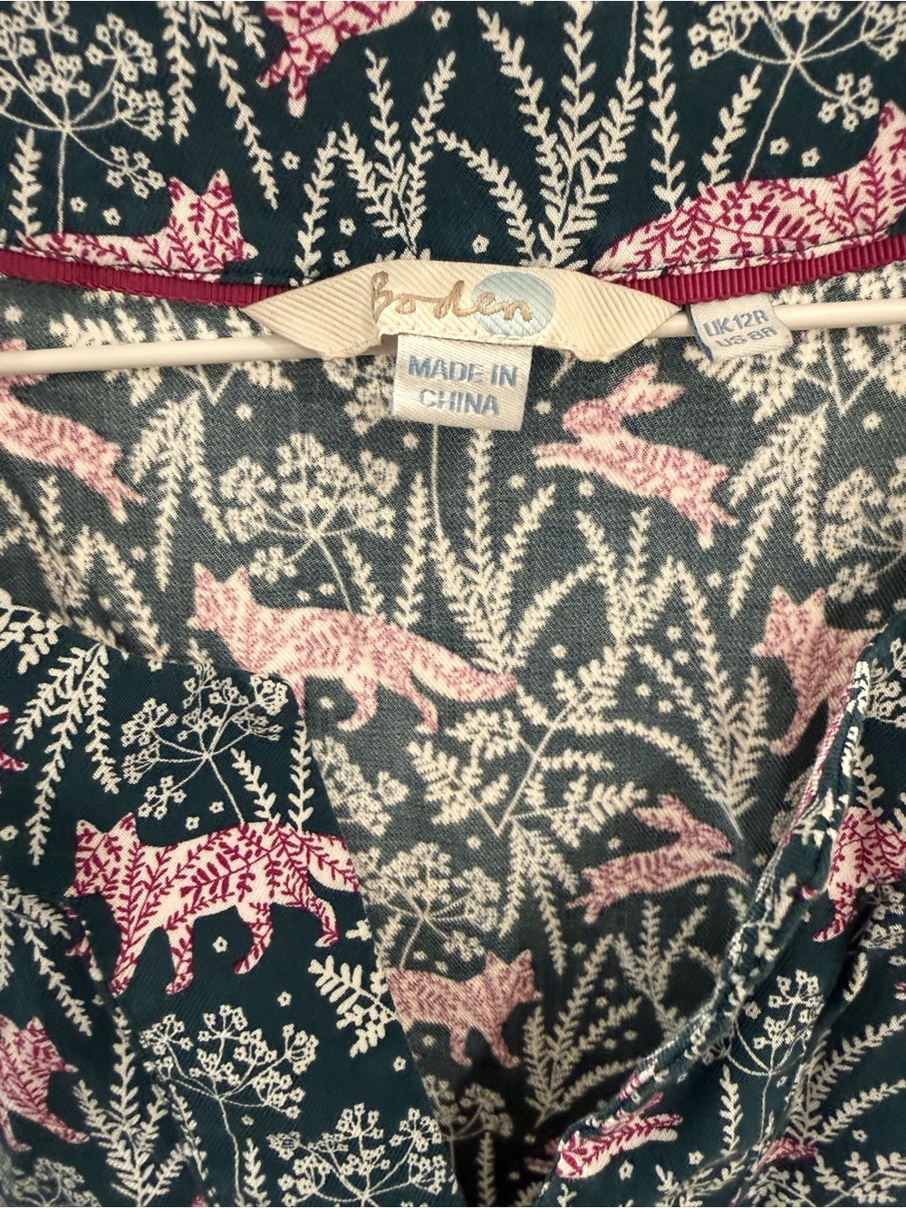 Boden Tunic Dress Green and Purple Forest Fox and Rabbit print size 6 - Picture 2 of 4
